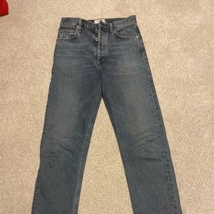 Agolde 90s pinch waist size 25 medium denim wash. 100% cotton, button fly.